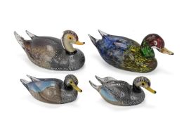 A GROUP OF FOUR MURANO GLASS DUCKS