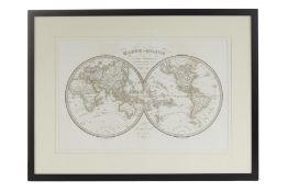 A FRENCH WORLD MAP WITH HEMISPHERES (1831)