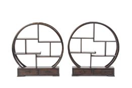 A PAIR OF HARDWOOD DISPLAY STANDS