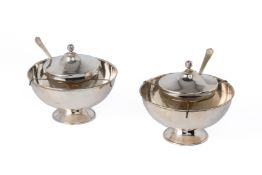 A PAIR OF SILVER CAVIAR DISHES