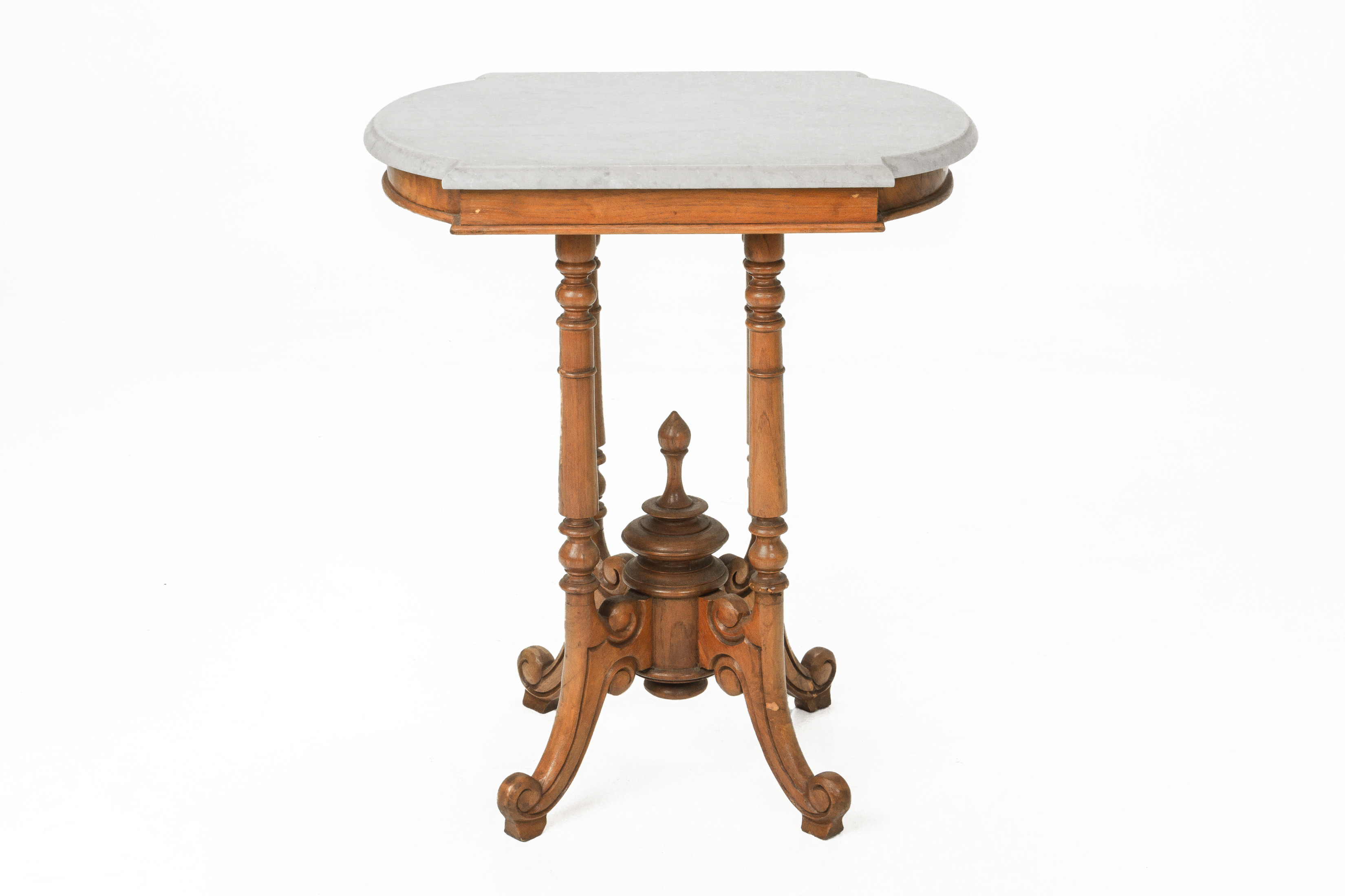 A MARBLE TOP SIDE TABLE