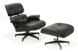 AN EAMES FOR HERMAN MILLER LOUNGE CHAIR AND OTTOMAN