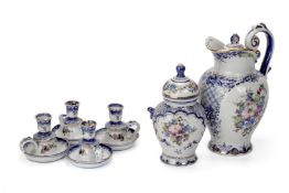 A GROUP OF RUSSIAN GZHEL FLORAL DECORATED PORCELAIN ITEMS