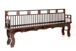 A LONG CHINESE COMB-BACK BENCH (1)