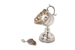 A CONTINENTAL SILVER SUGAR SCUTTLE AND SCOOP