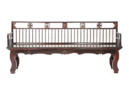 A LONG CHINESE COMB-BACK BENCH (2)