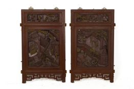 A PAIR OF CHINESE CARVED AND LACQUERED PANELS