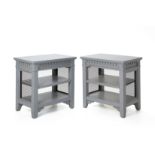 A PAIR OF GREY PAINTED SIDE TABLES