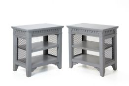 A PAIR OF GREY PAINTED SIDE TABLES