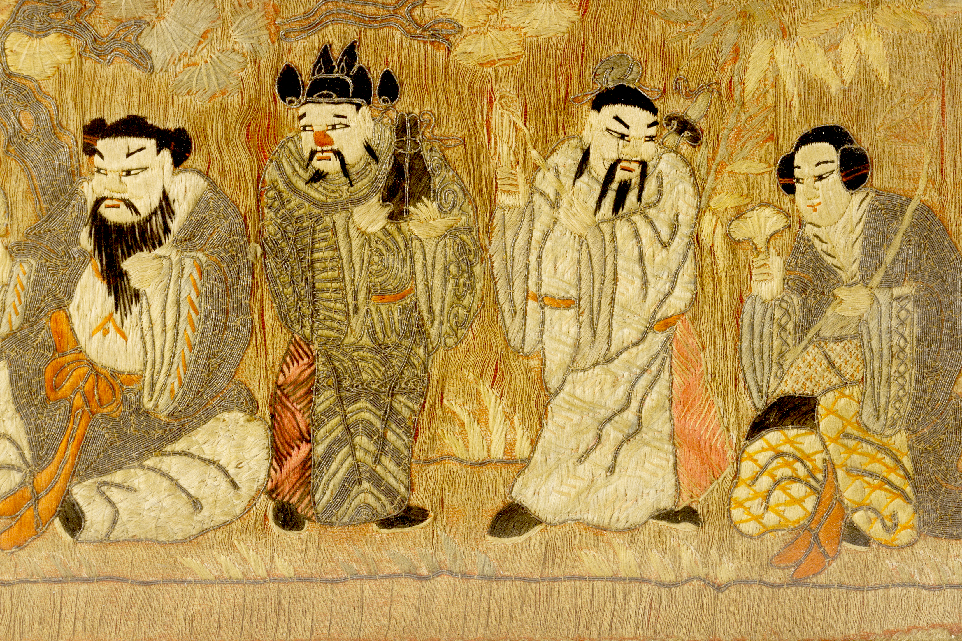 A CHINESE EMBROIDERED SILK EIGHT IMMORTALS PANEL - Image 2 of 8