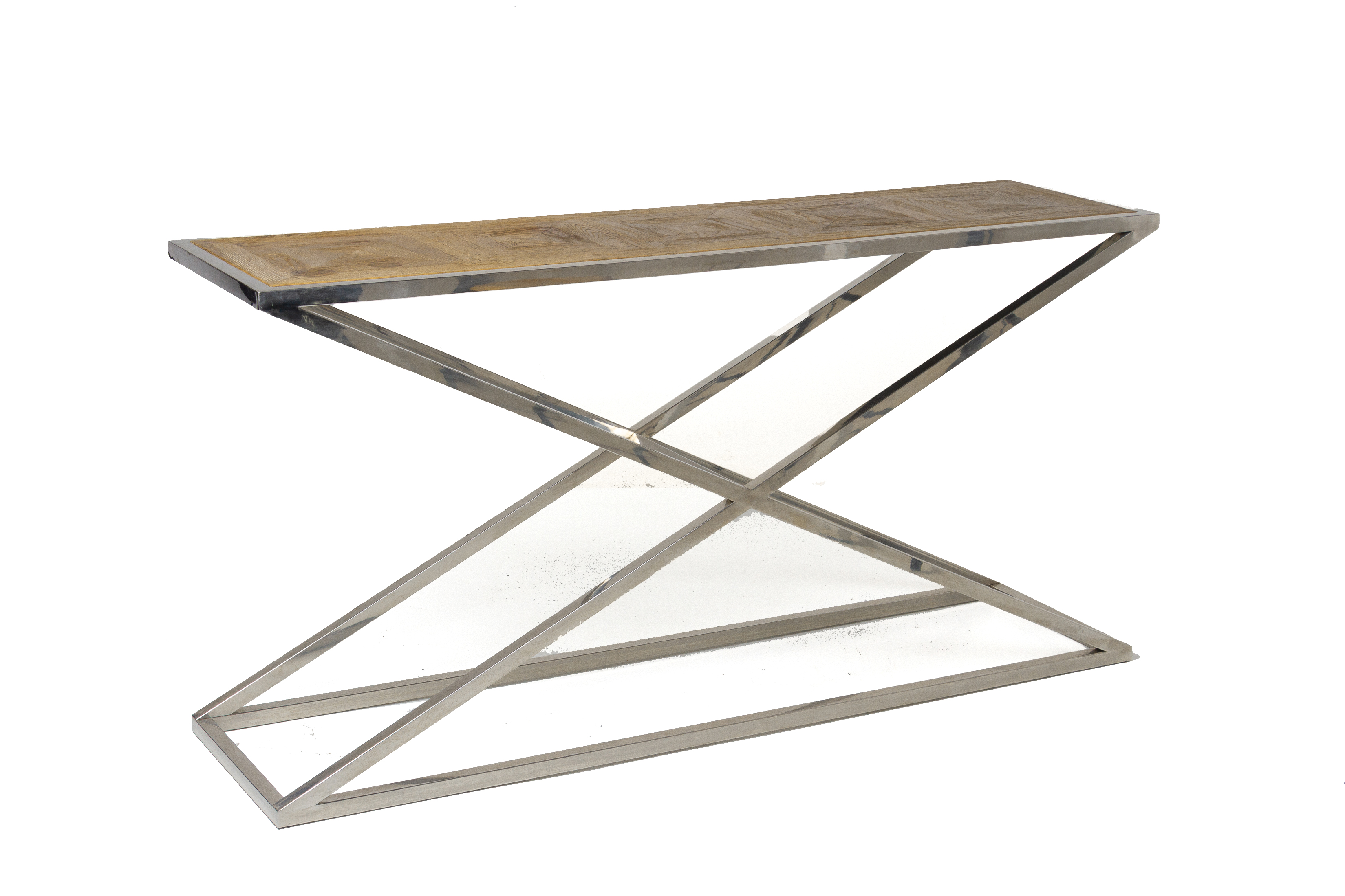 A CHROME FINISH X-FRAME CONSOLE TABLE - Image 2 of 3