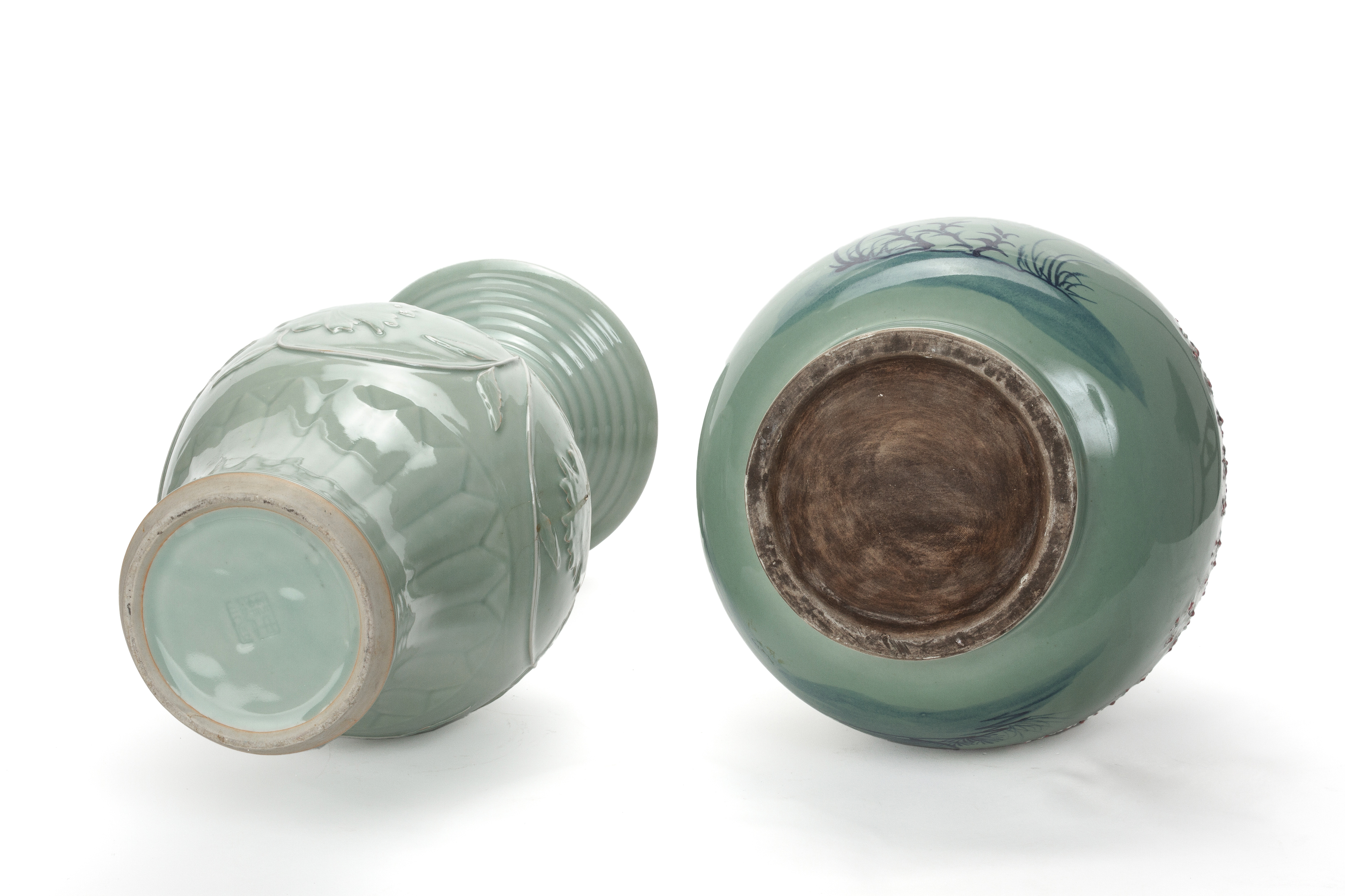 TWO LARGE CHINESE CELADON VASES - Image 3 of 3
