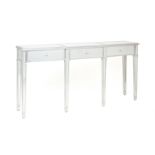 A MIRRORED AND SILVERED CONSOLE TABLE