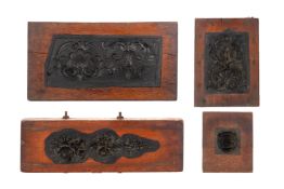 A GROUP OF FOUR CARVED WOOD GESSO MOULDS