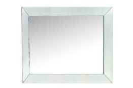 A RECTANGULAR WALL MIRROR WITH MIRRORED FRAME