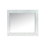 A RECTANGULAR WALL MIRROR WITH MIRRORED FRAME