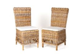 A PAIR OF WOVEN WICKER SIDE CHAIRS