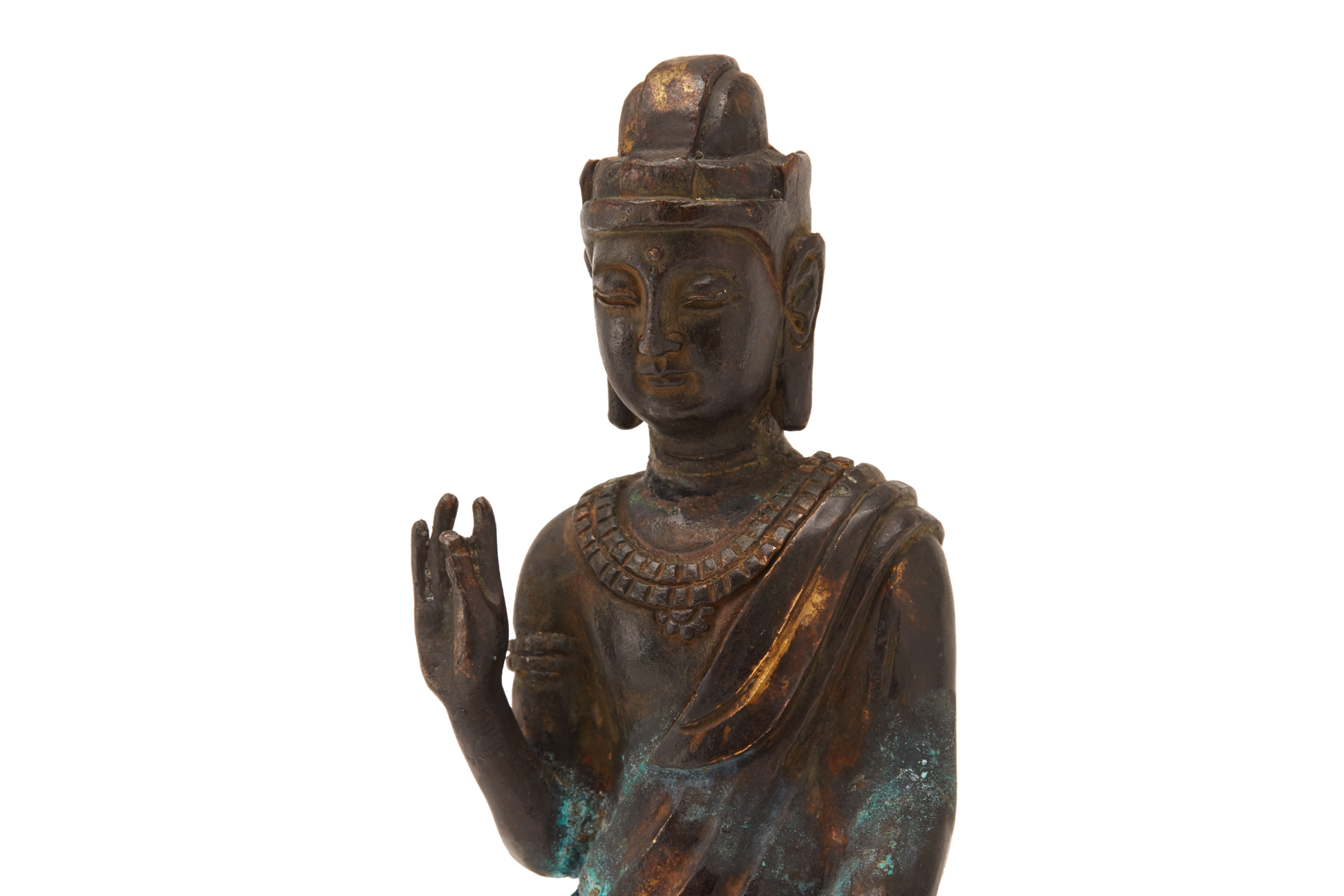A BRONZE STANDING FIGURE OF BUDDHA - Image 2 of 3