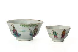 TWO FAMILLE ROSE PORCELAIN BOWLS