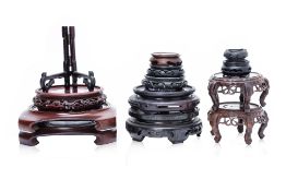 A GROUP OF WOODEN STANDS