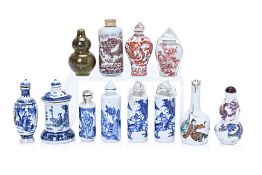 A MIXED GROUP OF PORCELAIN SNUFF BOTTLES
