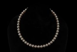 AN AKOYA CULTURED PEARL SINGLE STRAND NECKLACE