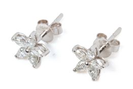 A PAIR OF DIAMOND FLOWERHEAD STUD EARRINGS