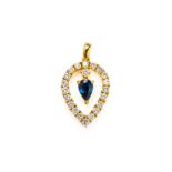 A SAPPHIRE AND DIAMOND PENDANT