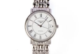 A LONGINES PRESENCE STAINLESS STEEL AUTOMATIC BRACELET WATCH