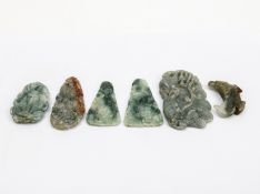 A GROUP OF SIX CARVED JADE PIECES