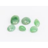 A GROUP OF SIX LOOSE JADE CABOCHONS