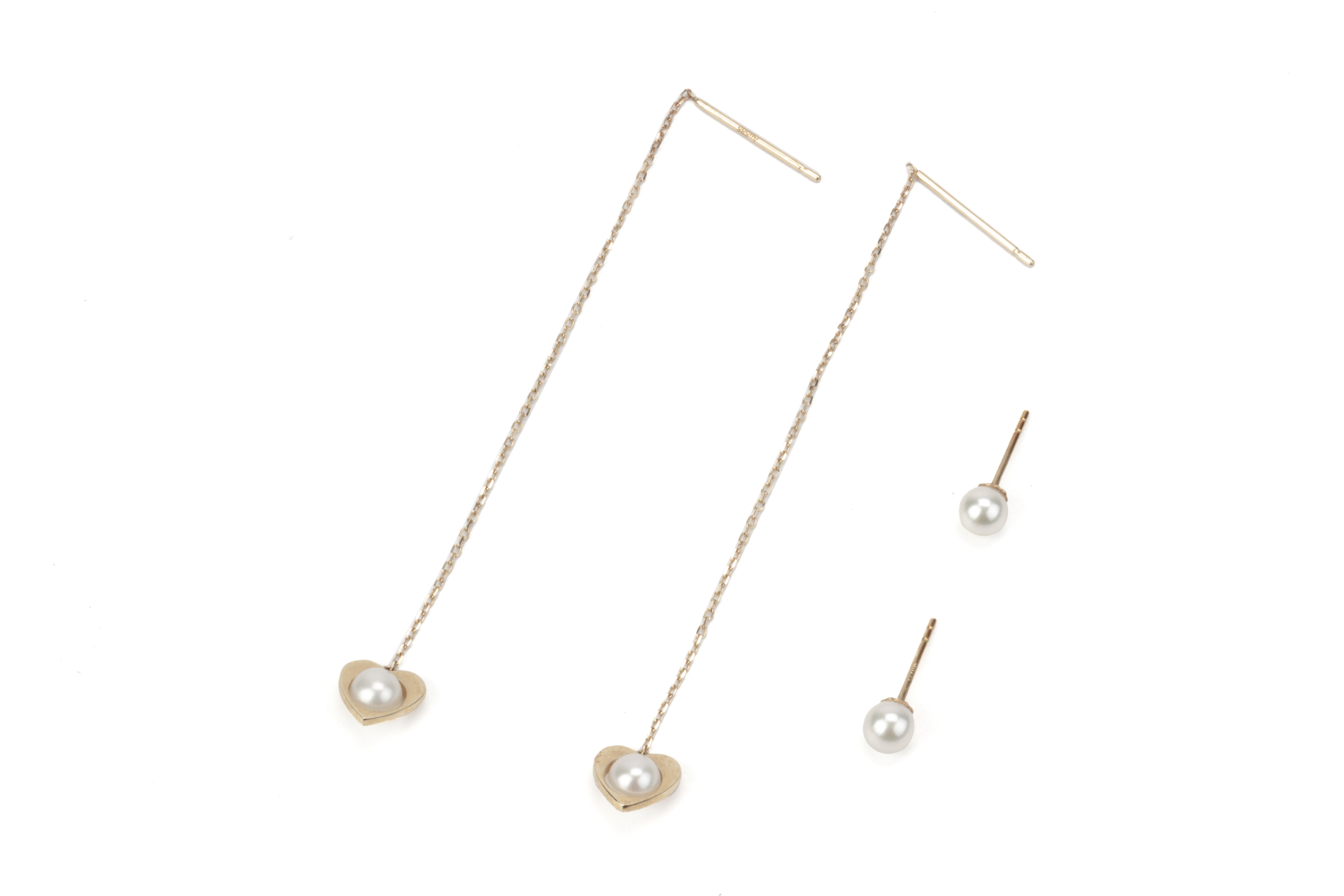 TWO PAIRS OF CULTURED PEARL GOLD EARRINGS