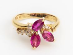 A RUBY AND DIAMOND RING