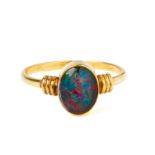 AN OPAL SINGLE STONE RING