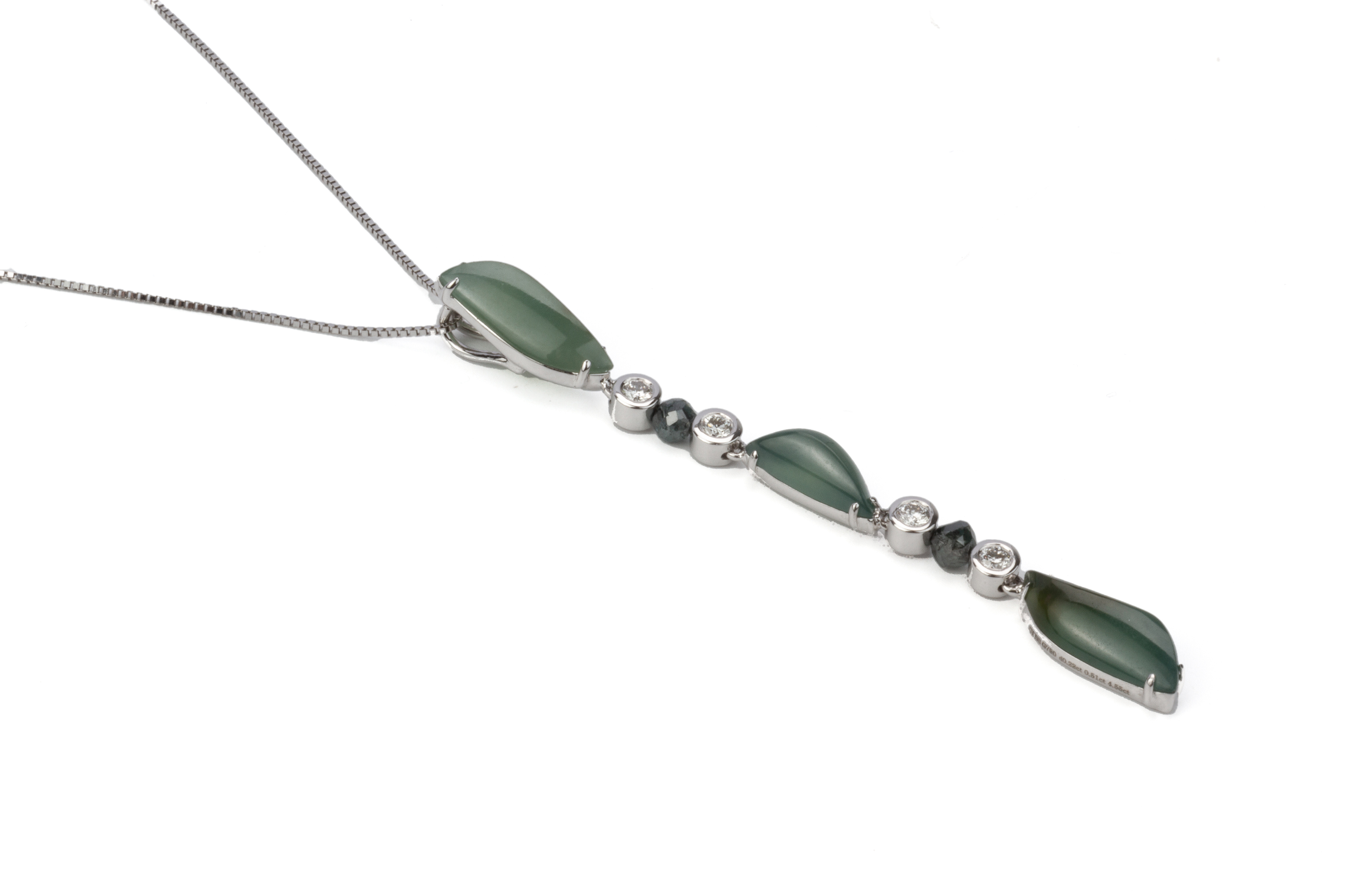 A JADE AND DIAMOND PENDANT ON CHAIN - Image 2 of 2