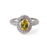 A SPHENE AND DIAMOND CLUSTER RING