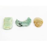 A GROUP OF THREE CARVED JADE ITEMS