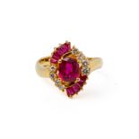 A RUBY AND DIAMOND RING