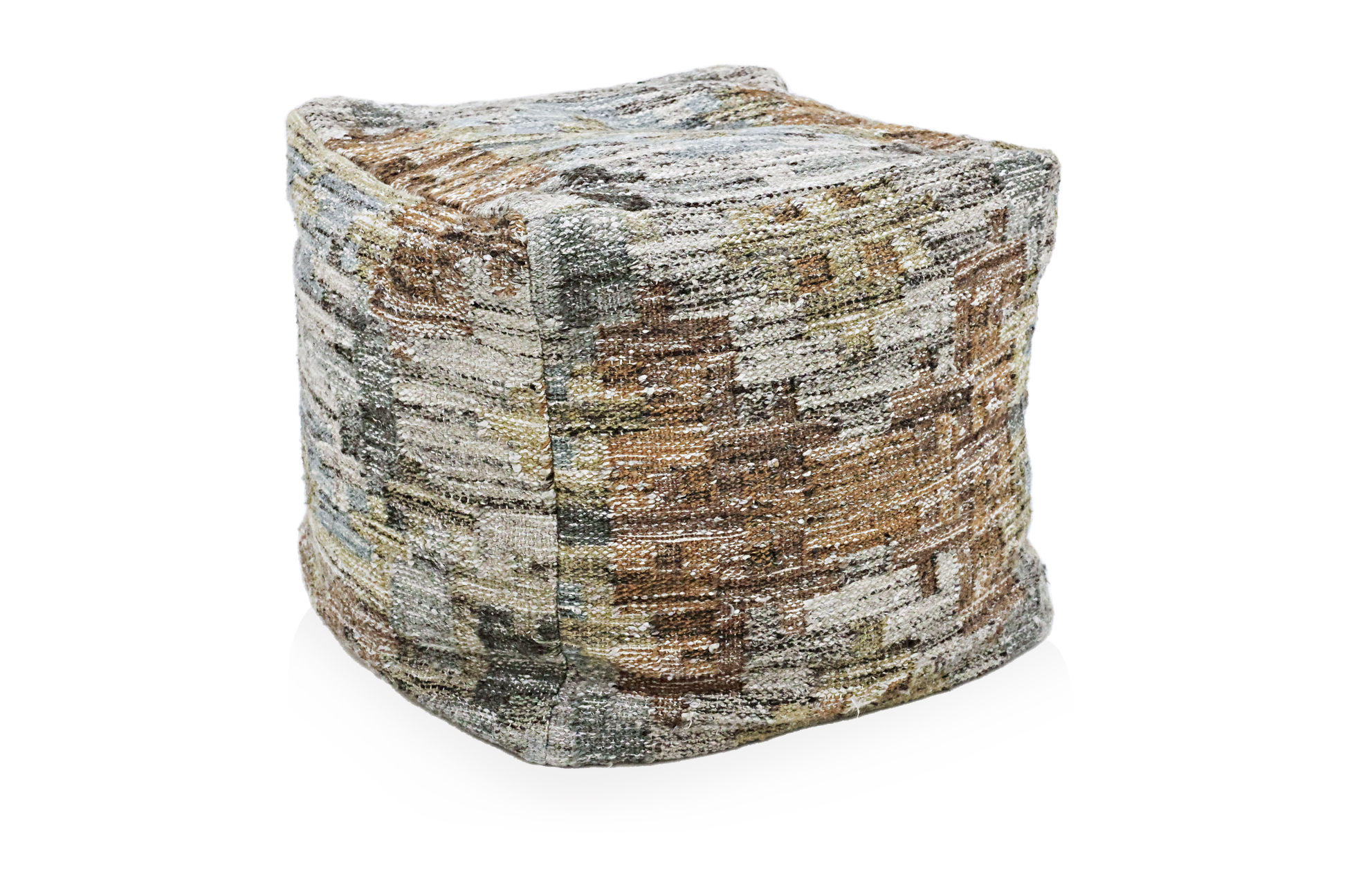 A CRATE & BARREL HAND TUFTED AREA RUG WITH MATCHING POUF - Image 3 of 3