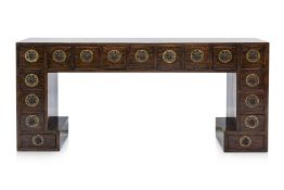 A MEDICINE CABINET STYLE ELM CONSOLE TABLE