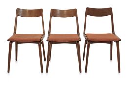 A SET OF THREE DANISH TEAK BOOMERANG CHAIRS