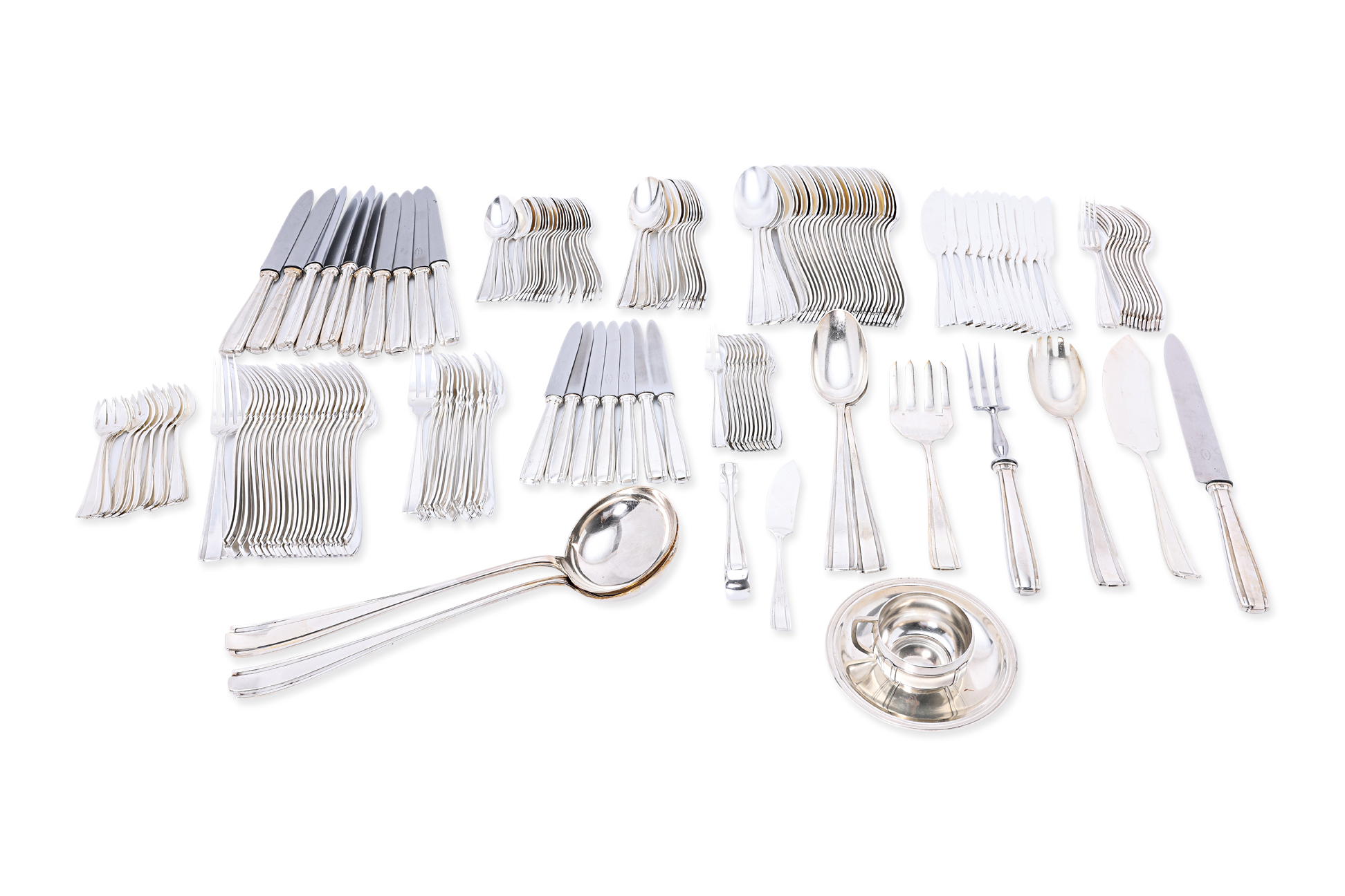 A SERVICE OF FRENCH ART DECO SILVER-PLATED CUTLERY
