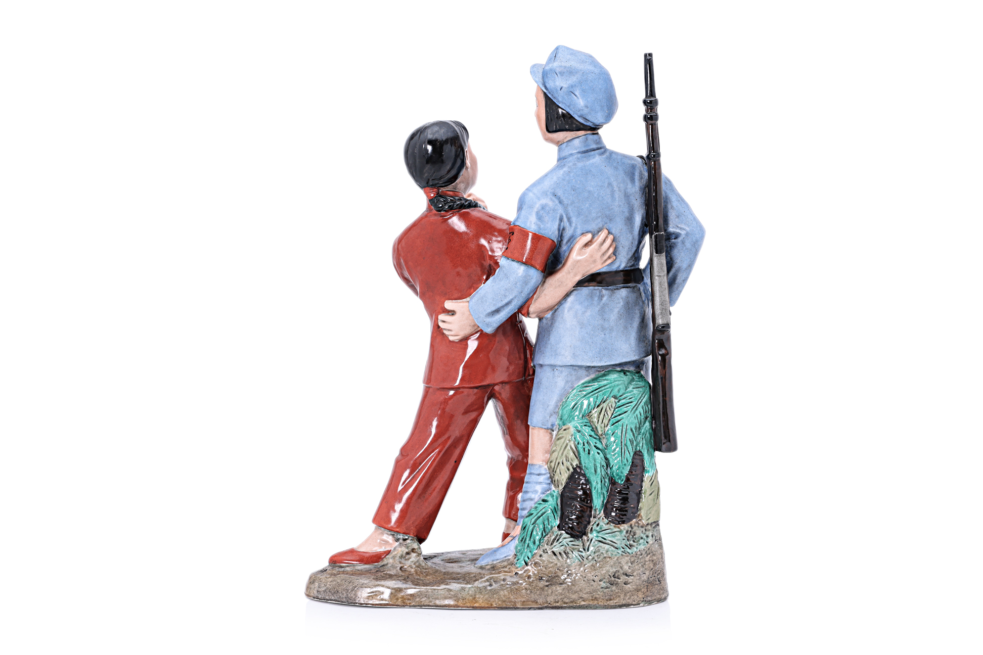 A CHINESE CULTURAL REVOLUTION GROUP OF TWO FEMALE FIGURES - Image 2 of 2