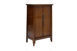 A SMALL CHINESE ELM ROUND CORNER TAPERING CABINET