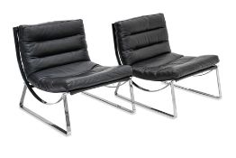 A PAIR OF NATUZZI 'CAMMEO' LEATHER CHAIRS AND OTTOMANS