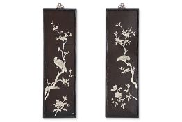 A PAIR OF MOTHER OF PEARL INLAID LACQUER PANELS