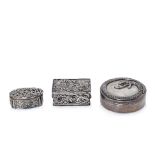 A GROUP OF THREE SILVER PILL BOXES