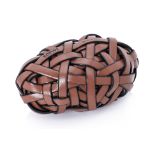A LOEWE WOVEN LEATHER AND STONE PAPER WEIGHT
