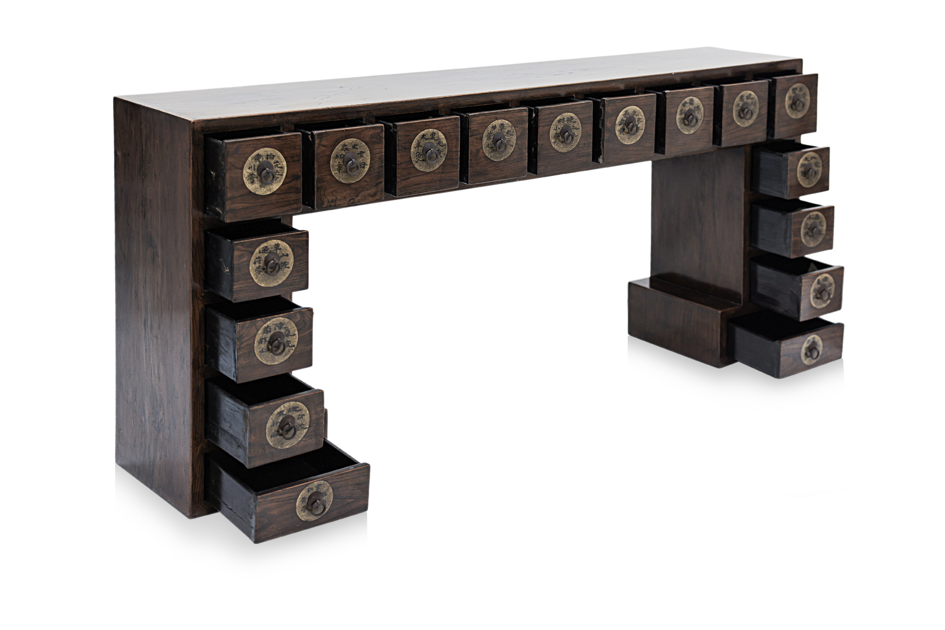 A MEDICINE CABINET STYLE ELM CONSOLE TABLE - Image 3 of 3