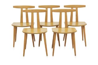 A SET OF FIVE DANISH 'PI' DINING CHAIRS BY FOLKE PALSSON